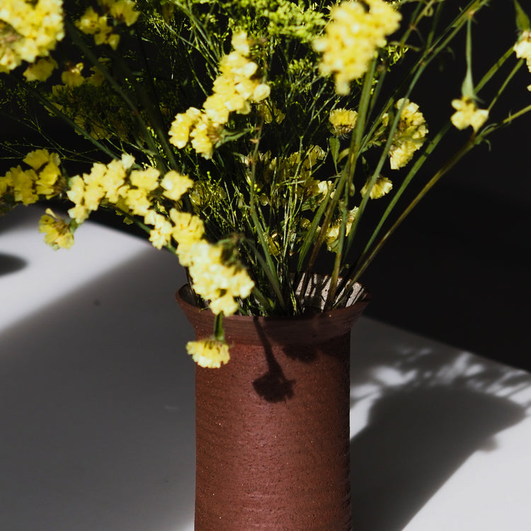 VASE COLLERETTE ROUGE BLANC Ø12CM H19CM