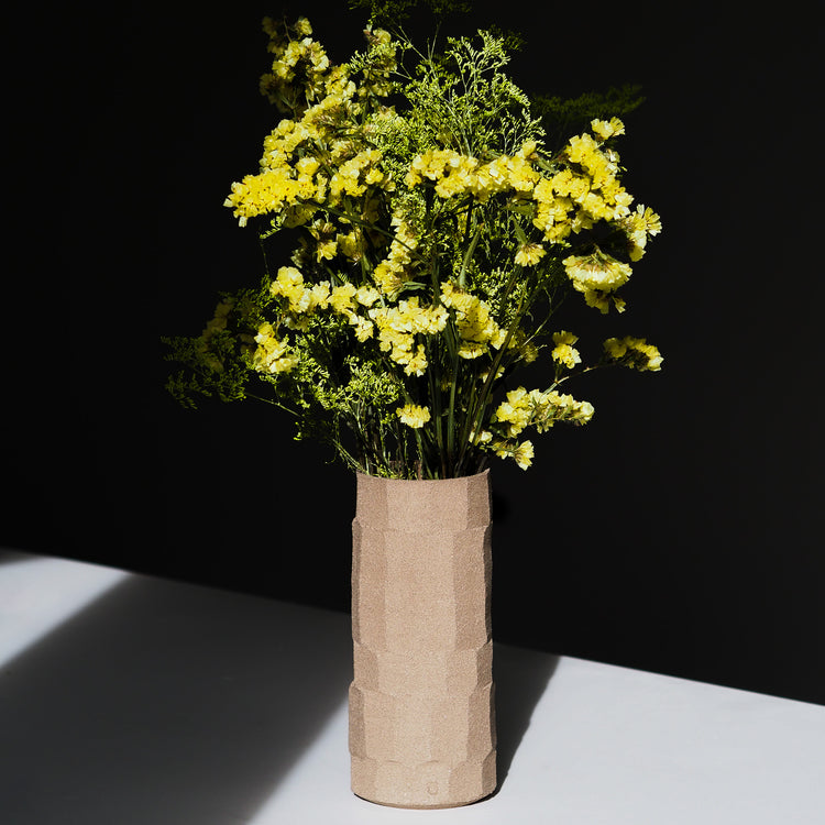 VASE FACETTE GRIS TRANSPARENT Ø10,5CM H25,5CM