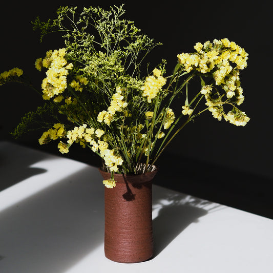 VASE COLLERETTE ROUGE BLANC Ø12CM H19CM