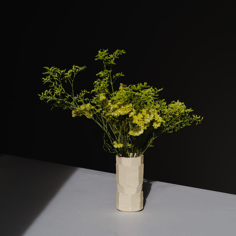 VASE FACETTE SABLE TRANSPARENT Ø7,5CM H16CM