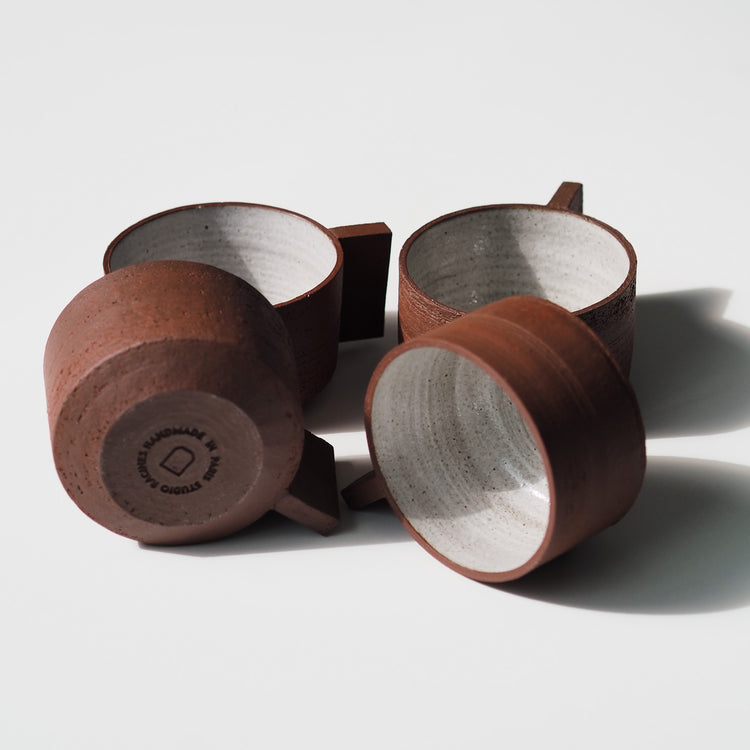 TASSE À ANSE ROUGE BLANC Ø9CM
